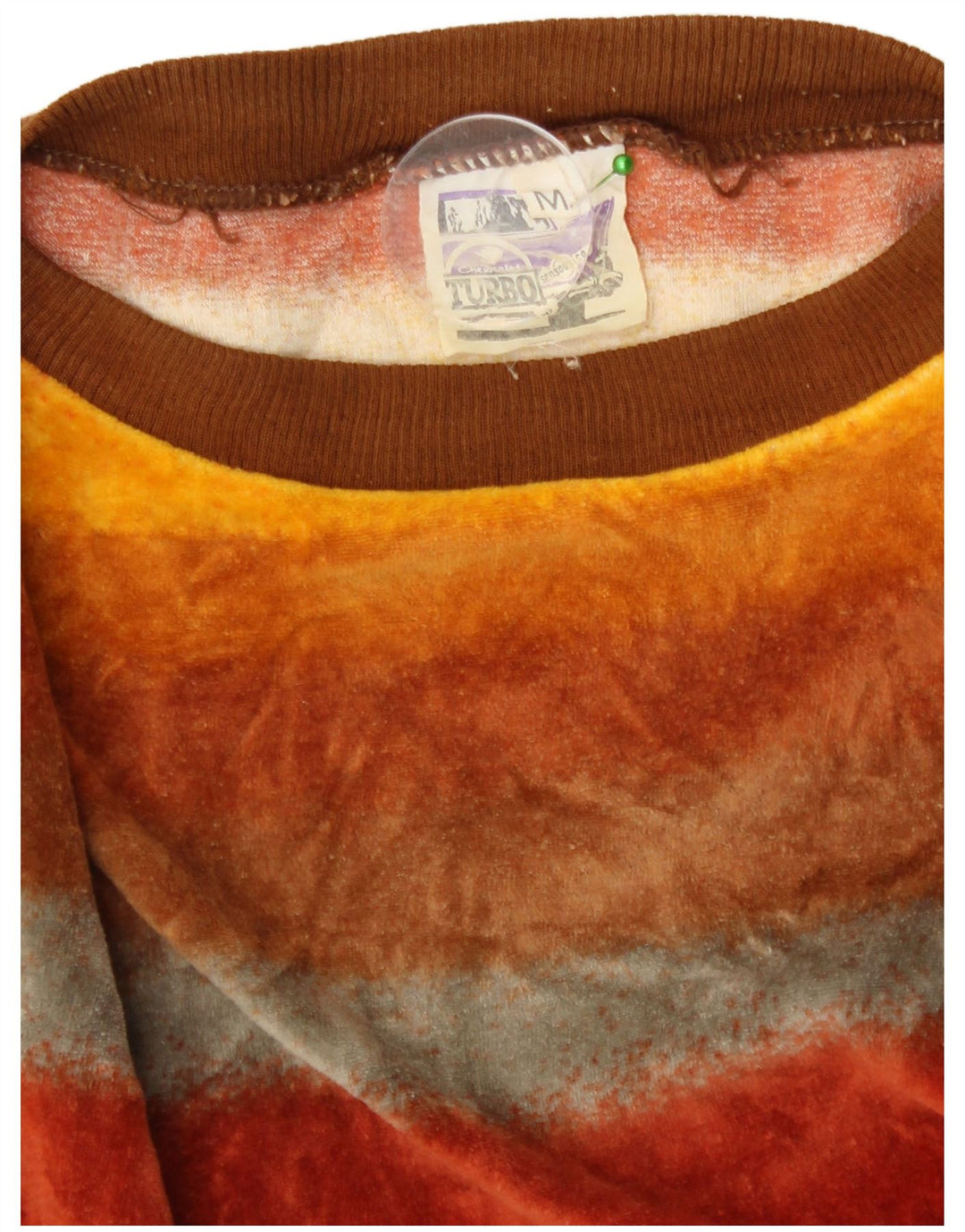 Aksamitna bluza damska w stylu vintage, UK 14, średnie, wielokolorowe paski