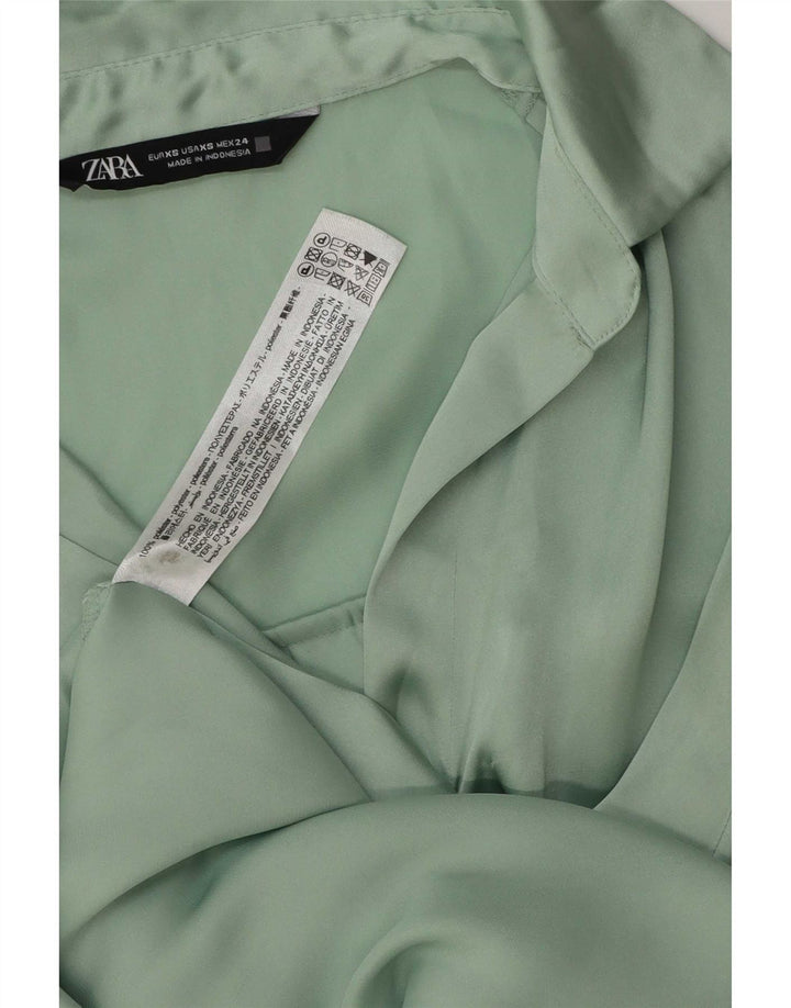 Damska bluzka koszulowa oversize Zara UK 6 XS, zielona, poliestrowa