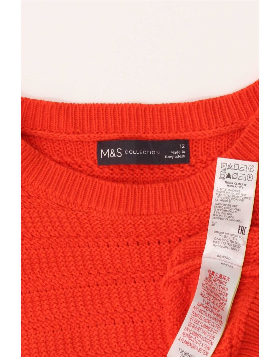 Sweter damski Marks & Spencer z okrągłym dekoltem, UK 12, średni pomarańczowy