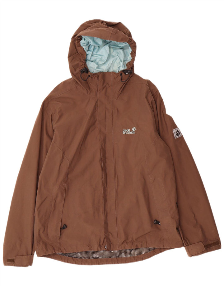 Męska kurtka przeciwdeszczowa Jack Wolfskin z kapturem UK 36/38 Średni brązowy poliamid