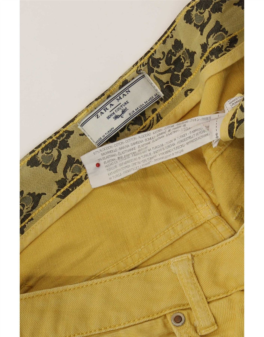 Męskie spodenki jeansowe Zara EU 44 Large W34 Żółta bawełna