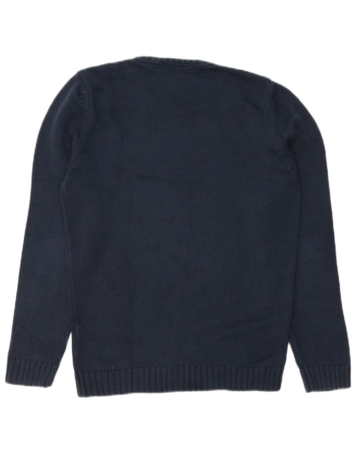 Męski sweter ZARA z okrągłym dekoltem, średni granatowy, bawełniany