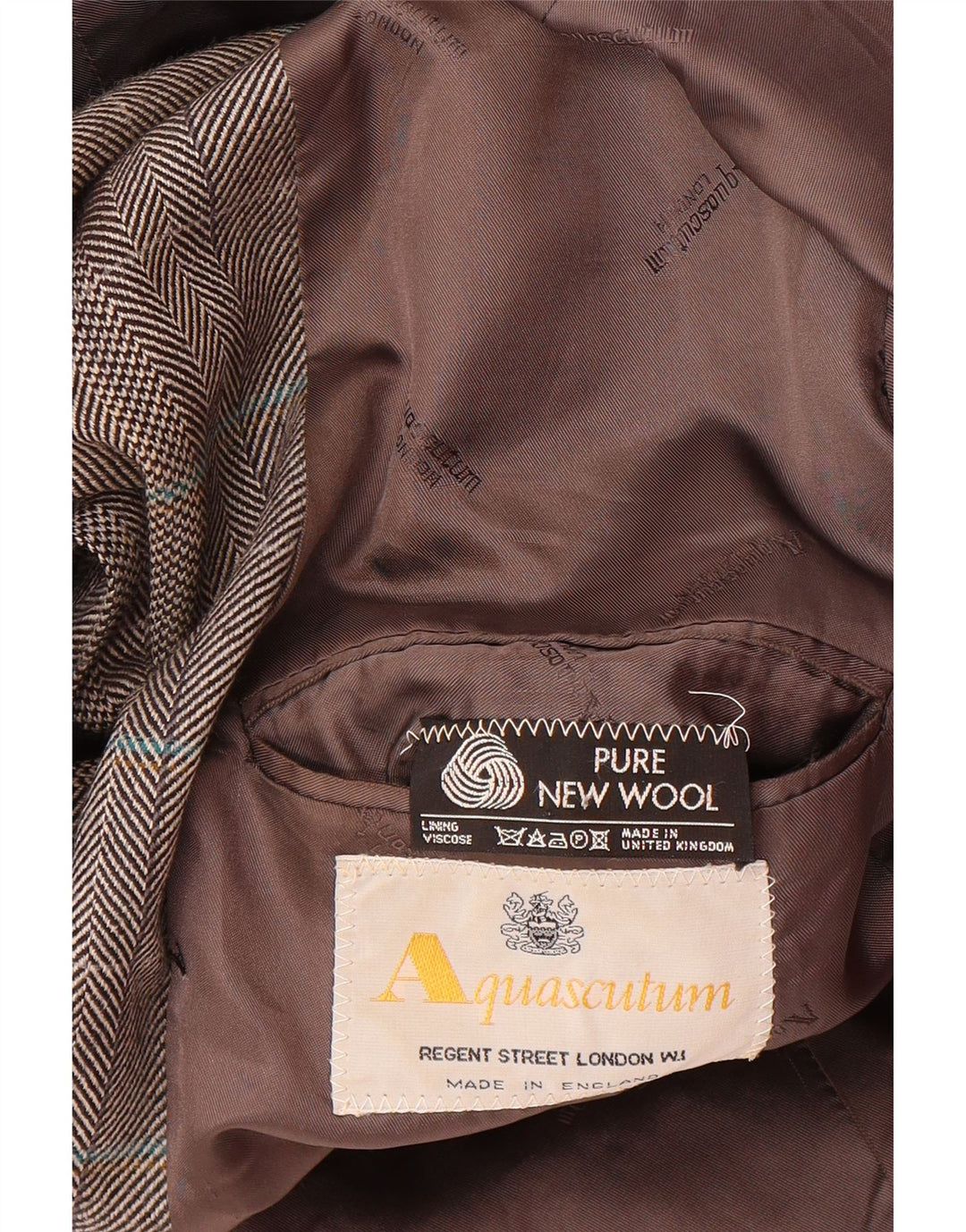 AQUASCUTUM Mens Long 2 Button Blazer Jacket UK 40 Large Grey Herringbone