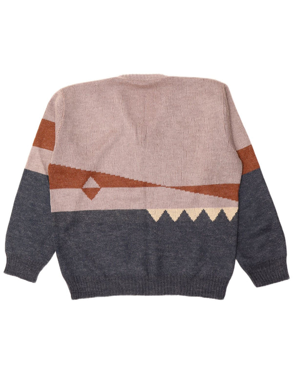 Męski sweter w stylu vintage z dekoltem w szpic IT 56 XL, granatowy, blok kolorów