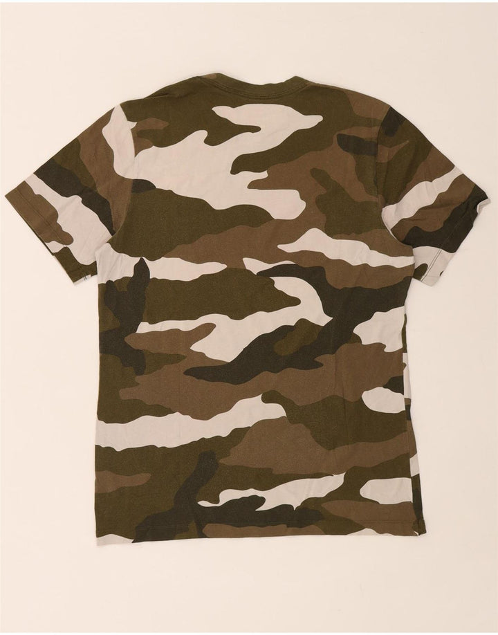 Męski T-shirt z grafiką NIKE, bawełniany kamuflaż, średni khaki