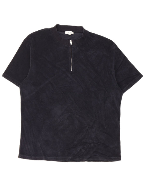 T-shirt męski Reiss z zamkiem błyskawicznym, XL, bawełniany, granatowy