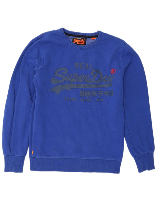 Męski sweter z grafiką Superdry, średnioniebieski, bawełniany