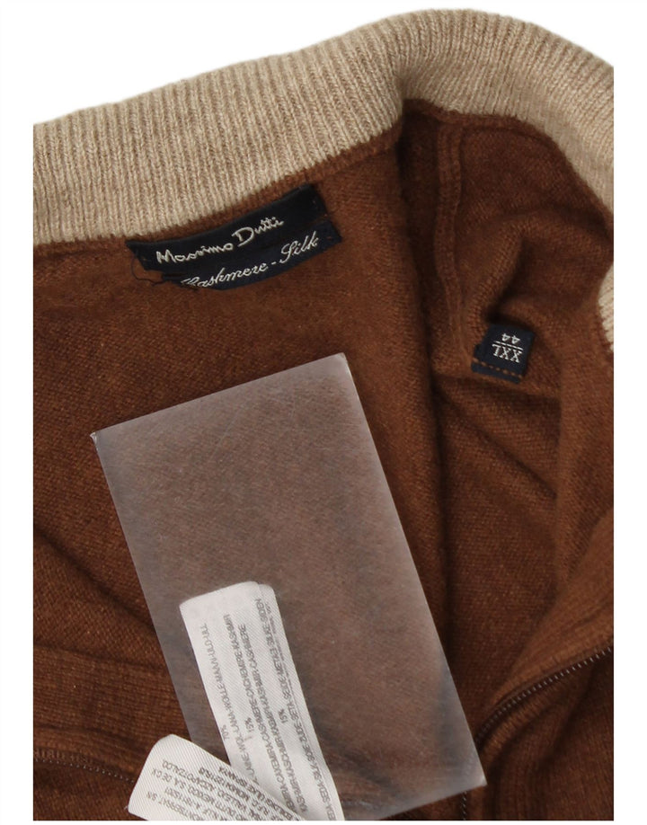 Męski sweter zapinany na zamek Massimo Dutti 2XL Brązowa wełna