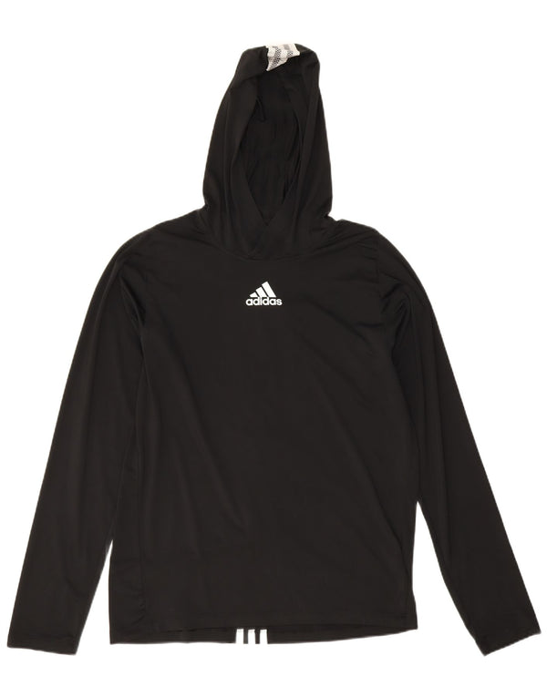Damska koszulka z kapturem Adidas Primegreen z długim rękawem, UK 10, mały, czarny poliester