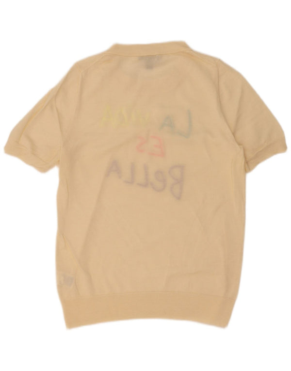 Damski sweter J. Crew z graficznym wycięciem pod szyją, UK 14, duży w kolorze złamanej bieli