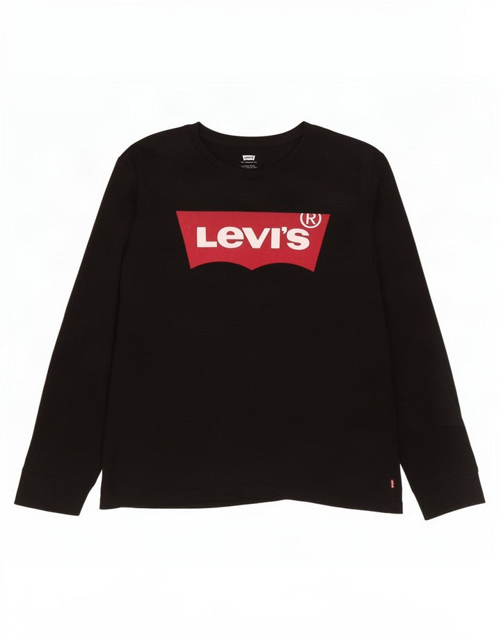 Męski graficzny top Levi's z długim rękawem, duży, czarny, bawełniany