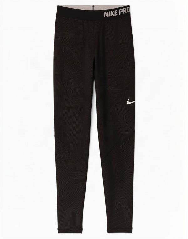 Nike Womens Graphic Leggings UK 4 XS Black Geometric Polyester