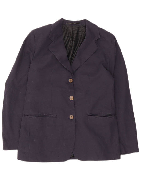Rohan Womens 3 Button Blazer Jacket UK 12 Medium Navy Blue Polyester
