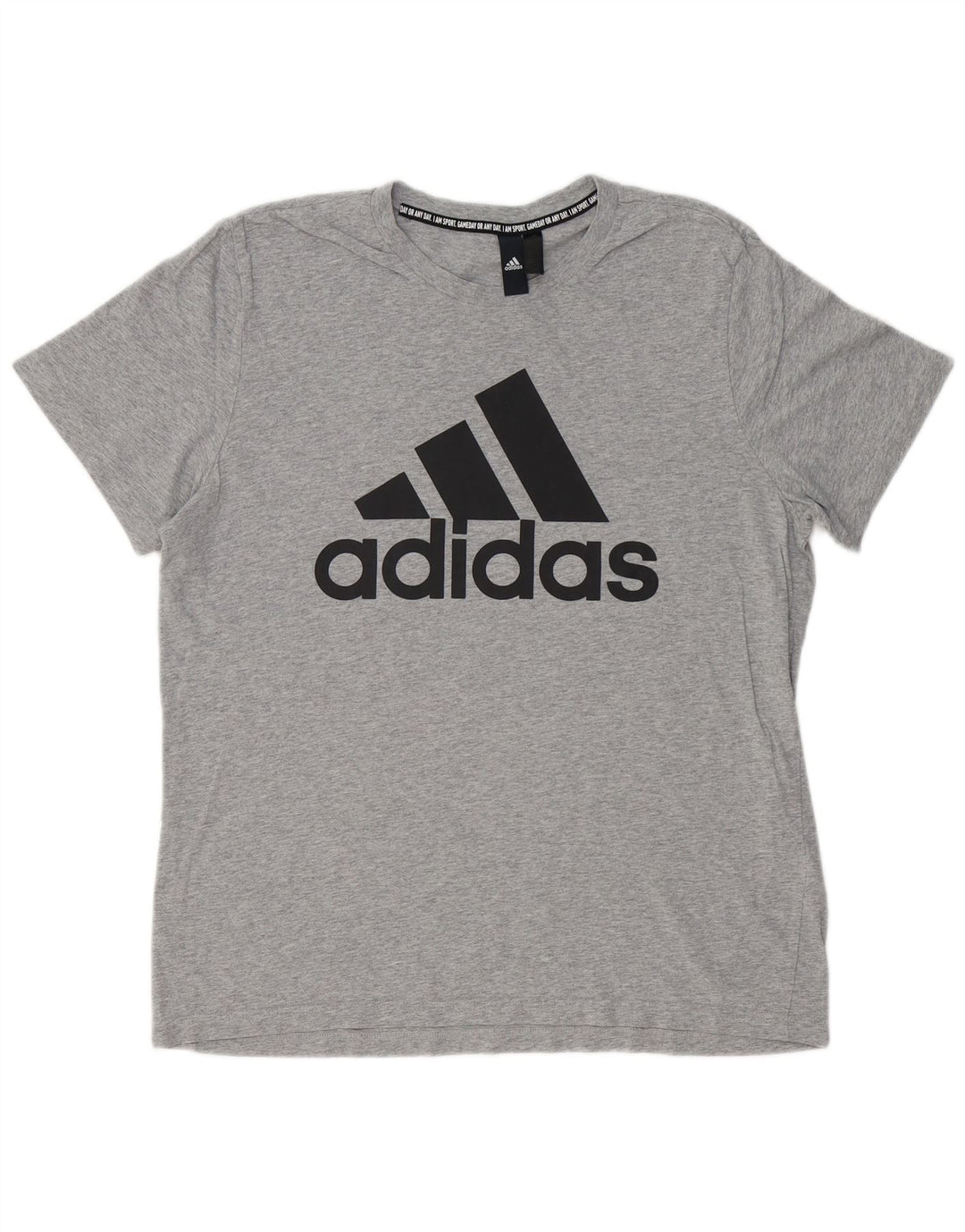 Męski T-shirt z grafiką ADIDAS, duży, szary, bawełniany