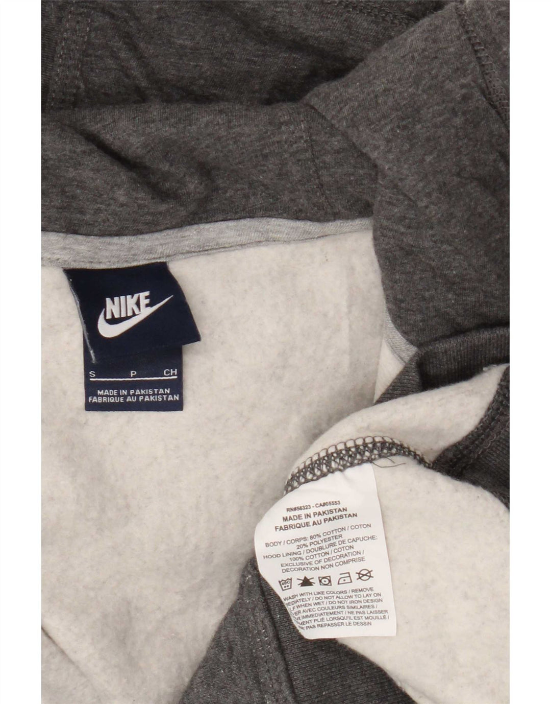 Męski sweter z kapturem i zamkiem błyskawicznym Nike, mały, szary, z bawełny w cętki