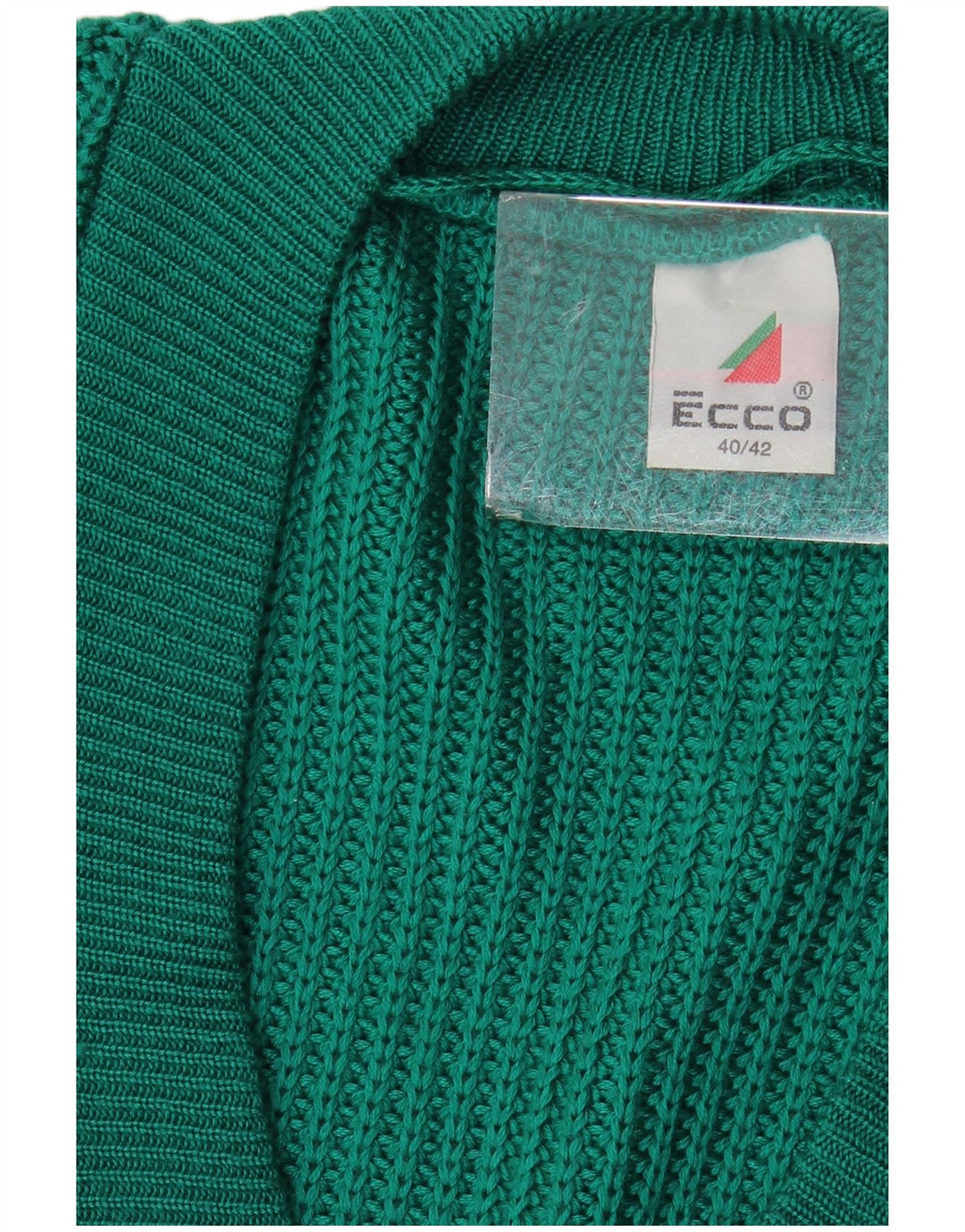 Damski sweter oversize ECCO z dekoltem w kształcie litery V, EU 40/42, średni zielony akryl