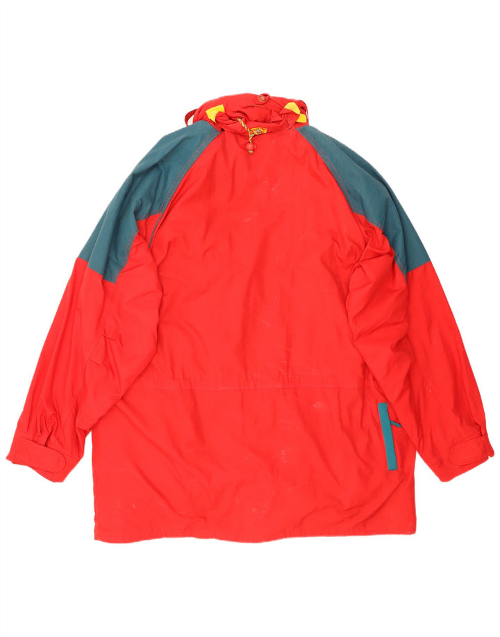Męska kurtka narciarska z kapturem w stylu vintage, UK 42 XL, poliester w kolorze czerwonym