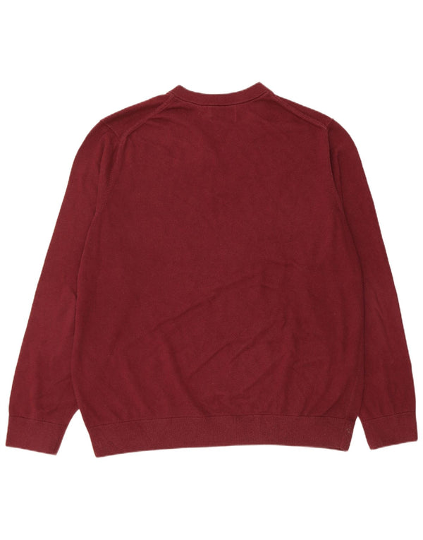 Męski sweter Nautica z wysokim dekoltem w kształcie litery V, XL, bordowa, bawełniana