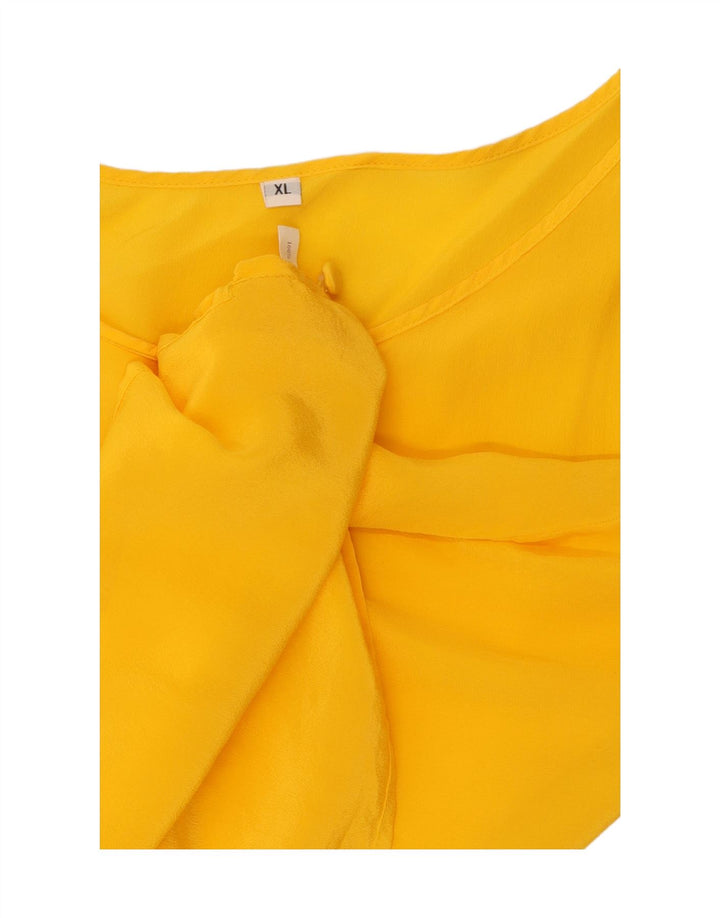 Damska bluzka bez rękawów VINTAGE UK 18 XL Żółty jedwab