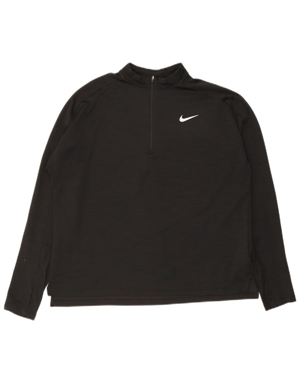 Męska koszulka do biegania Nike z zamkiem błyskawicznym i długim rękawem XL, czarna, poliestrowa, sportowa