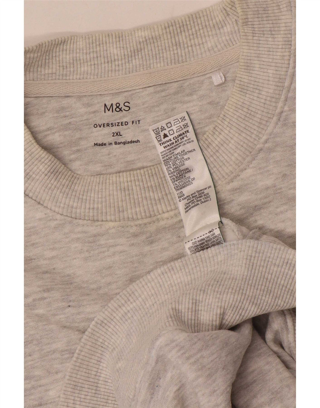 Marks & Spencer Męski sweter oversize 2XL, szary, bawełniany w plamki