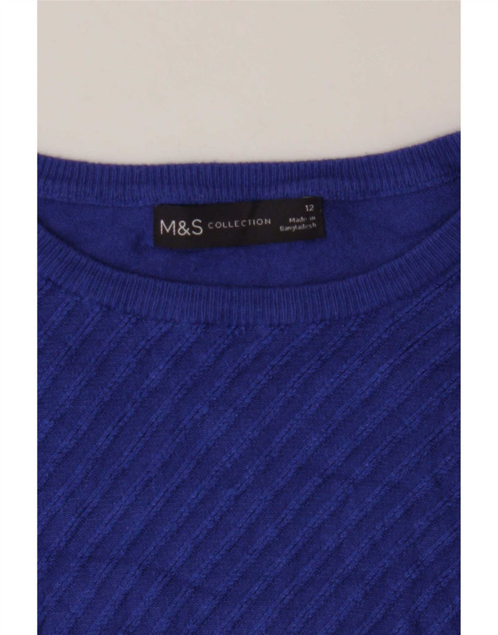 Marks & Spencer Damski sweter z dekoltem w łódkę, UK 12, średni niebieski