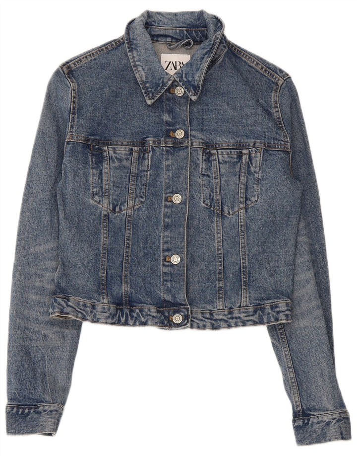 Damska kurtka jeansowa Zara Crop UK 10, mała niebieska