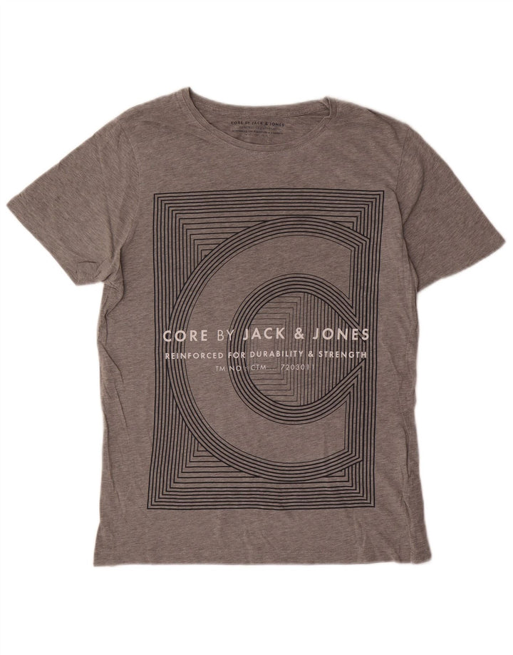 Męski T-shirt z grafiką Jack & Jones, średnioszary, bawełniany