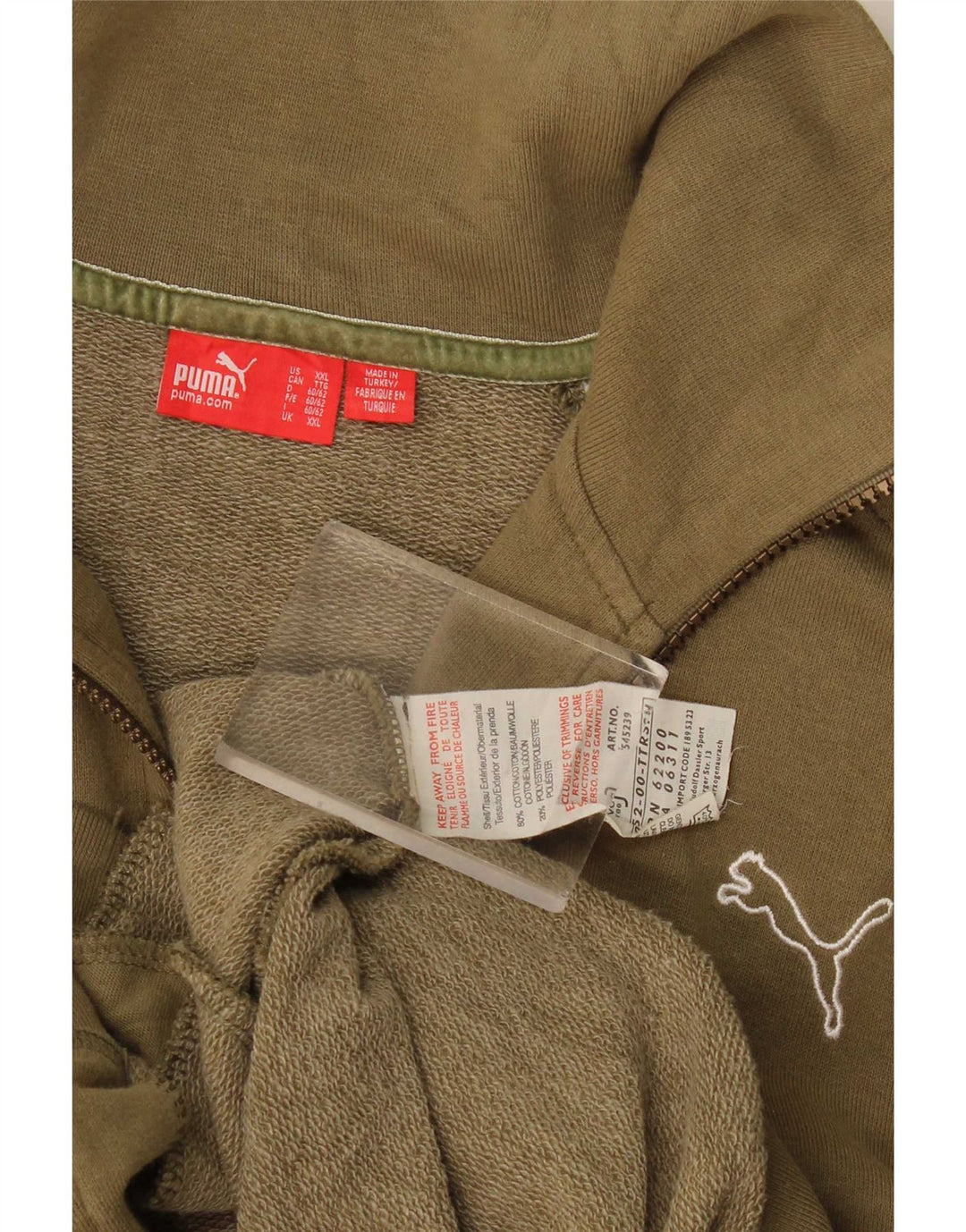 Męska kurtka dresowa Puma z grafiką, 2XL, bawełna w kolorze khaki