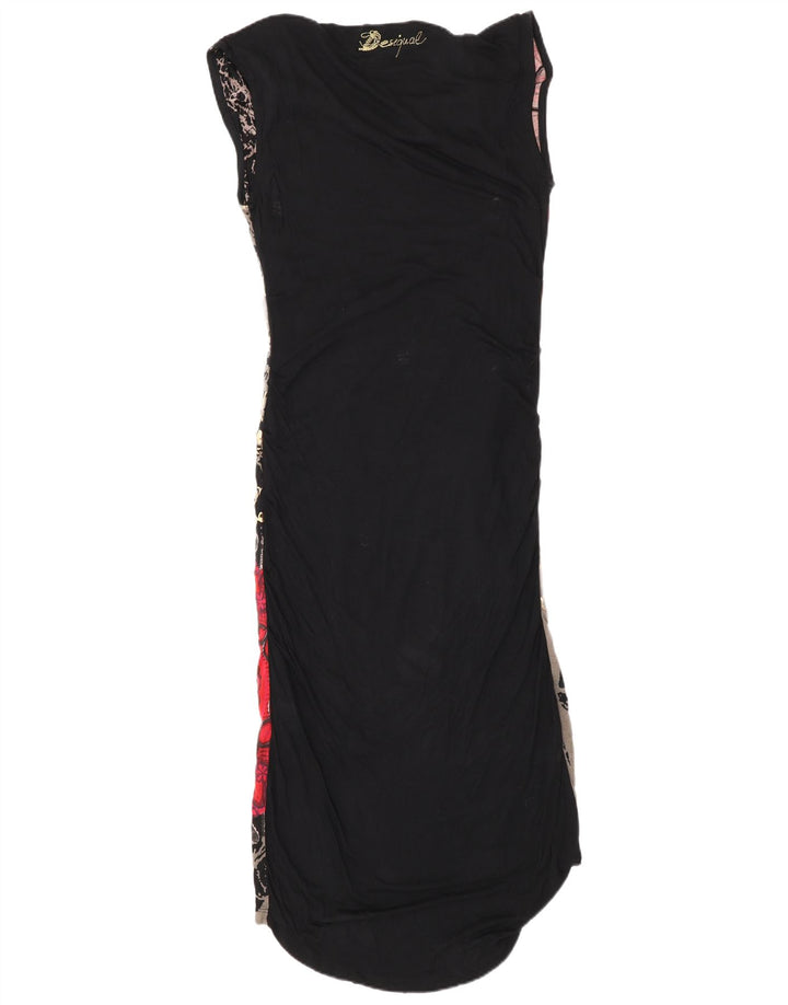 Designerska damska sukienka maxi w abstrakcyjny wzór UK 14, duża, wielobarwna