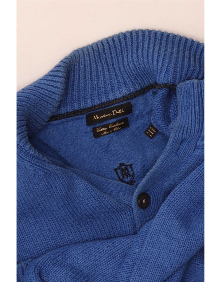 Męski sweter zapinany na guziki Massimo Dutti 2XL, niebieski, bawełniany