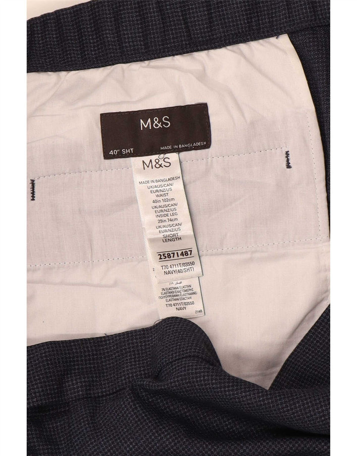Męskie spodnie garniturowe Marks & Spencer W40 L29 Granatowe w pepitkę