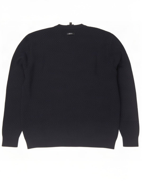 Armani Exchange Mens Crew Neck Jumper Sweater Medium Navy Blue