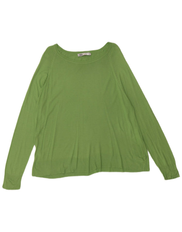 Damski sweter Zara z dekoltem w łódkę UK 18 XL, zielona wiskoza