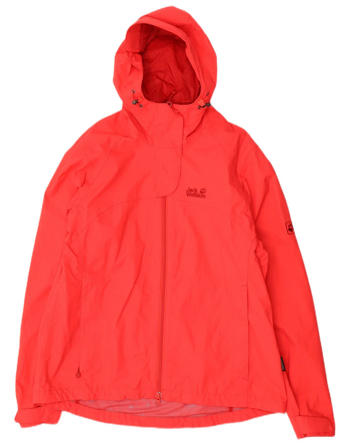 Damska kurtka przeciwdeszczowa z kapturem JACK WOLFSKIN UK 18/20 XL, czerwony poliamid