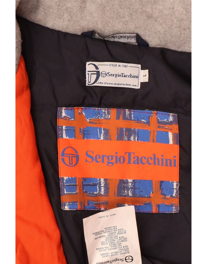 Męska kurtka narciarska z kapturem Sergio Tacchini UK 40, duży pomarańczowy blok kolorów