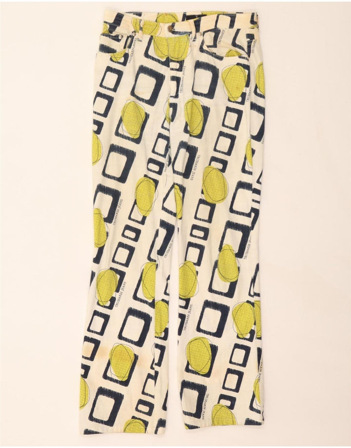TRUSSARDI Womens Graphic Casual Trousers W28 L32 Multicoloured Geometric Vintage Trussardi and Second-Hand Trussardi from Messina Hembry 