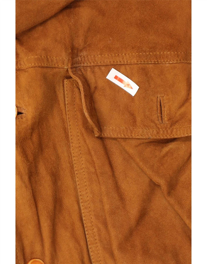 Męska zamszowa kurtka bomber w stylu vintage IT 50 duża brązowa skóra