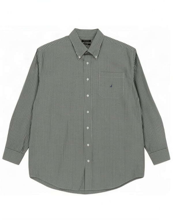 Koszula męska Nautica, rozmiar 18, 2XL, bawełniana w zielone prążki