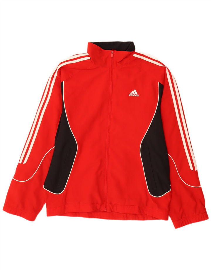 Adidas Męska kurtka dresowa UK 36/38 Mały czerwony poliester z blokami kolorów