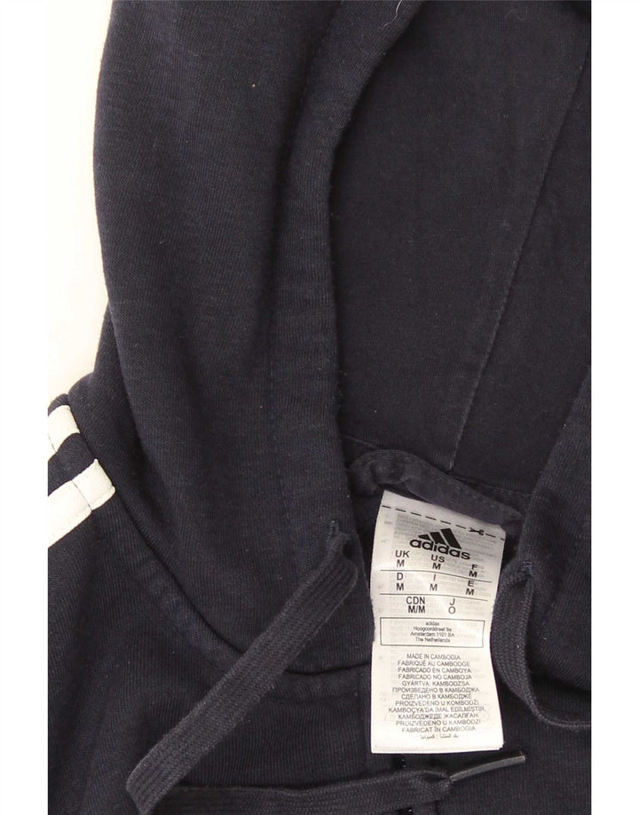 Adidas Męski sweter z kapturem i zamkiem błyskawicznym, średni granatowy, bawełniany