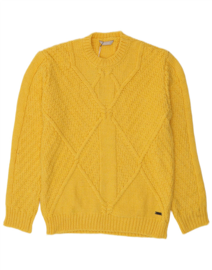 Męski sweter z wycięciem pod szyją SSEINSE XL Żółty akryl