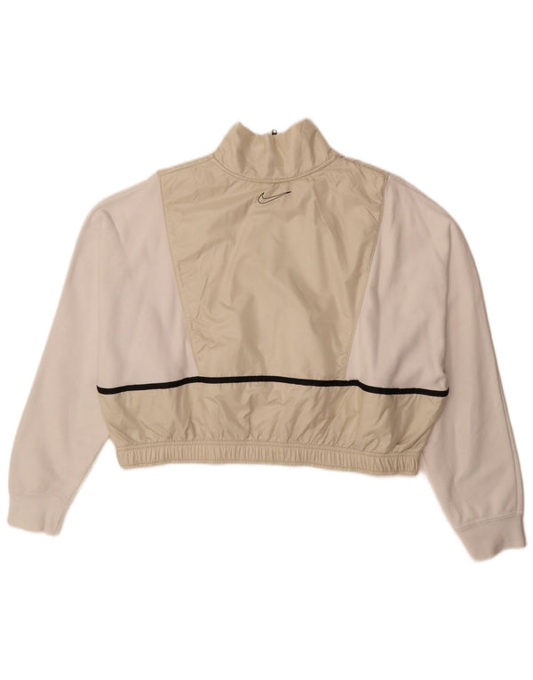 Damska bluza dresowa Nike Crop Graphic UK 16, duża, biała, z blokami kolorów