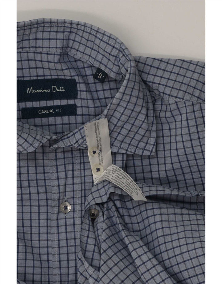 Męska koszula o swobodnym kroju Massimo Dutti, duża, niebieska, bawełniana w kratę