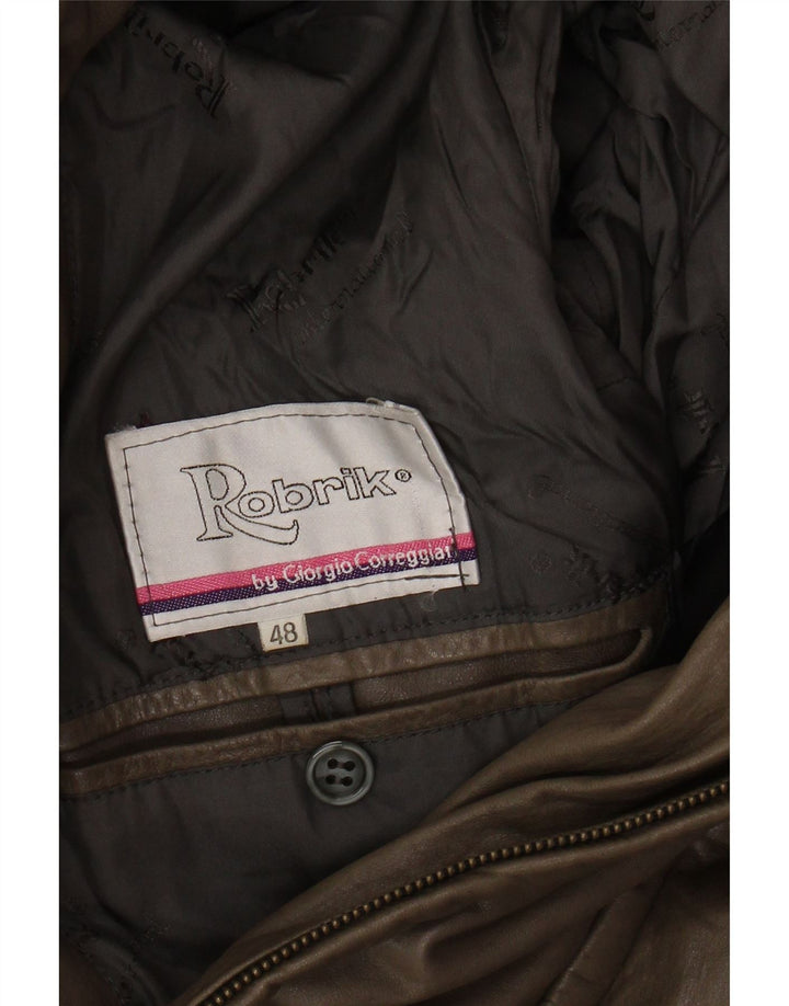 Męski płaszcz skórzany ROBRIK IT 48 Średni brąz