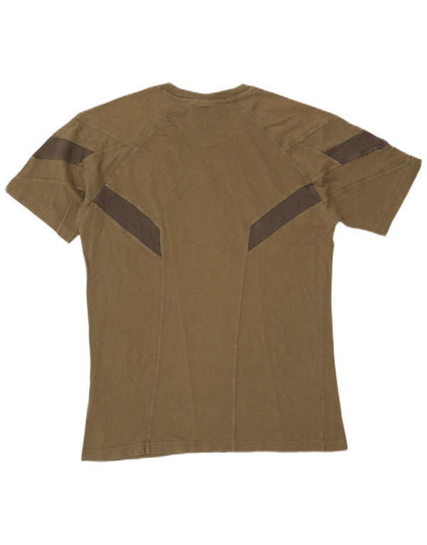 ADIDAS Mens T-Shirt Top Medium Khaki Colourblock Cotton