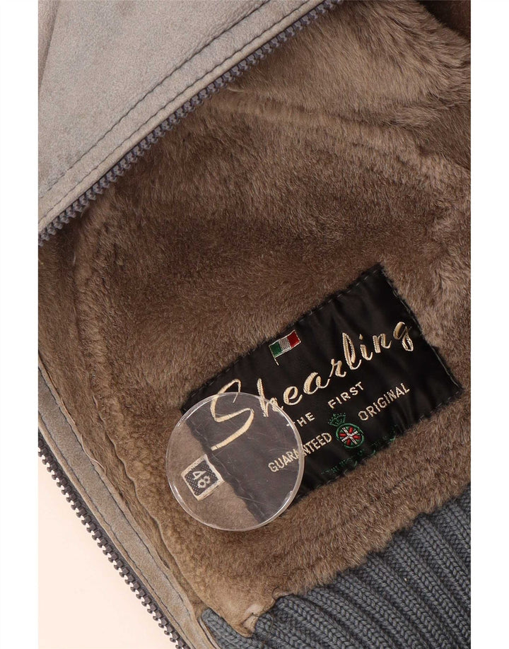 Męska kurtka shearling VINTAGE IT 48 Średni szary shearling