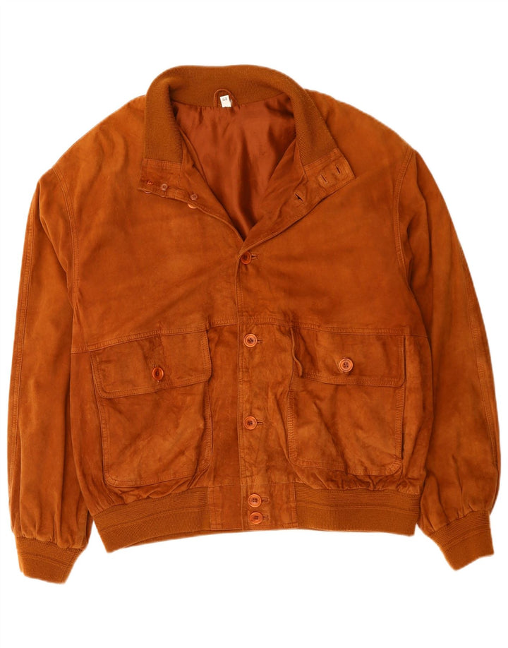 Vintage męska zamszowa kurtka bomber IT 52 XL brązowa skóra
