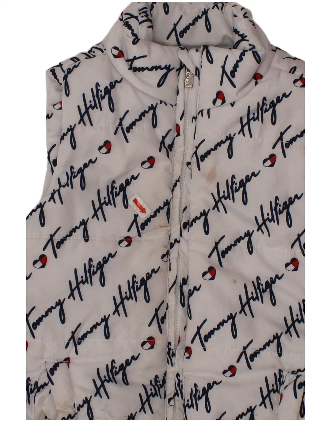 TOMMY HILFIGER Dziewczęca wyściełana kamizelka z grafiką 3-4 lata, biały poliester