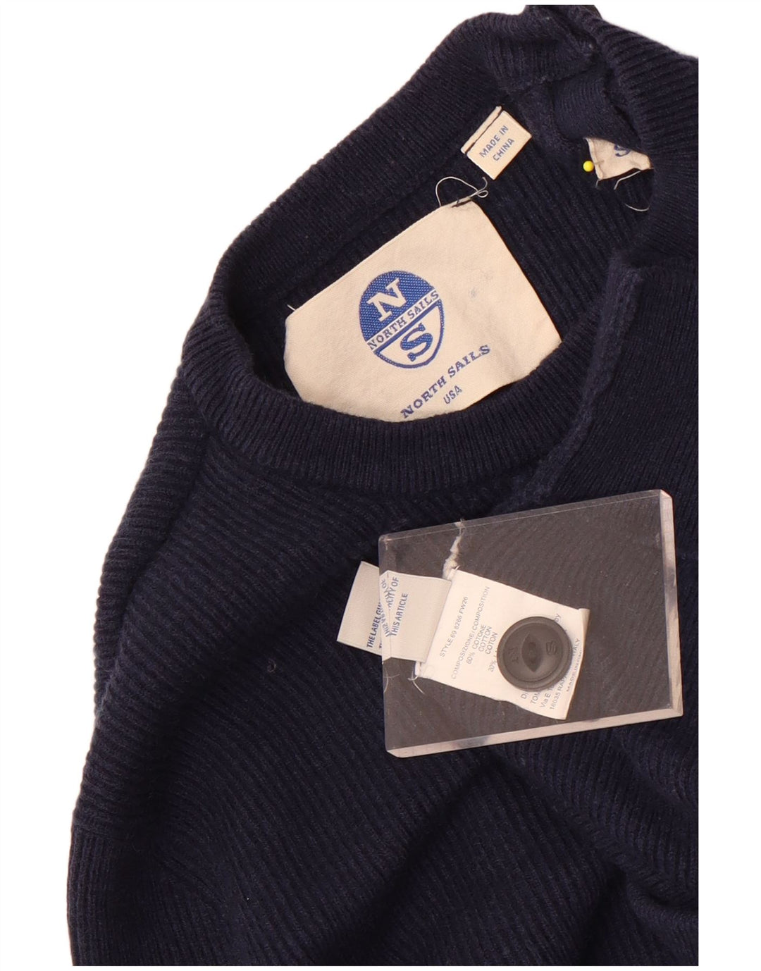 Męski sweter z okrągłym dekoltem North Sails, mały, granatowy, bawełniany